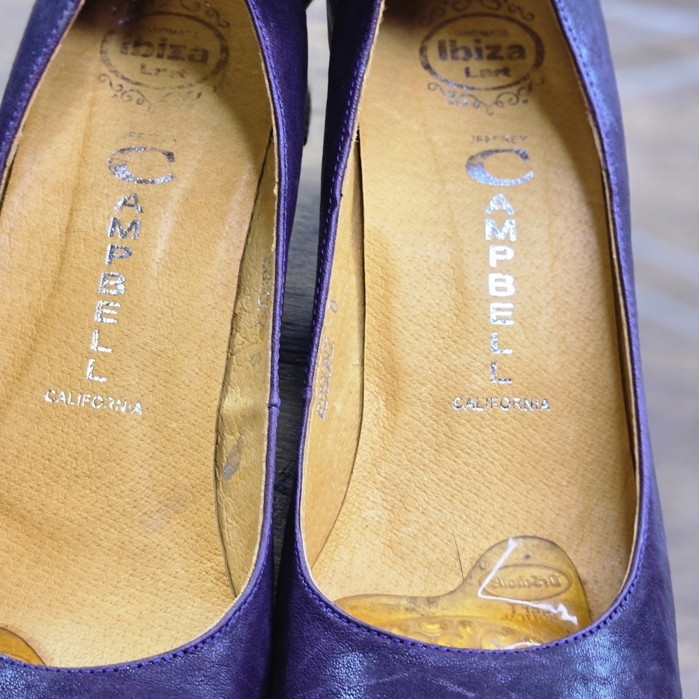 Vtg Jeffrey Campbell Edson 2 Purple Leather Ankle Strap Pumps Heels - Picture 4 of 14